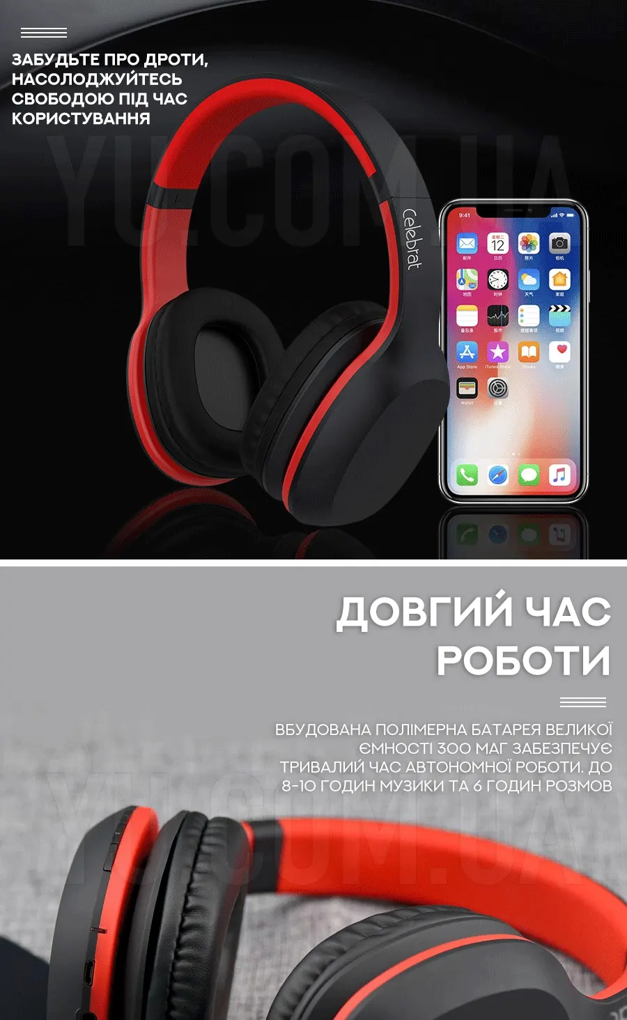 Бездротові навушники Celebrat A18 з 10 годинами роботи та швидкою зарядкою Бездротові навушники Celebrat A18 з 10 годинами роботи та швидкою зарядкою